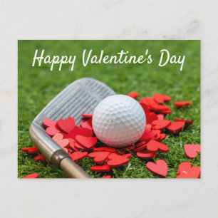 Carte Postale Boule de golf avec coeur rouge pour la Saint Valen