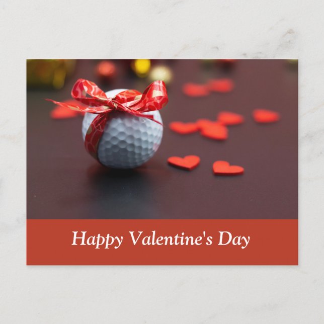 Carte Postale Boule de golf avec ruban rouge avec amour coeur ro (Devant)