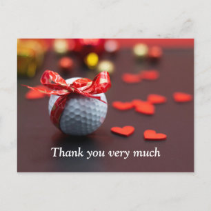 Carte Postale Boule de golf avec ruban rouge avec amour coeur ro
