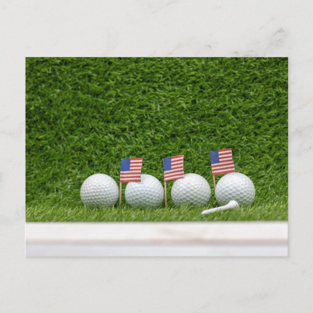 Carte Postale Boule de golf du 4 juillet avec drapeau de l'Améri (Devant)