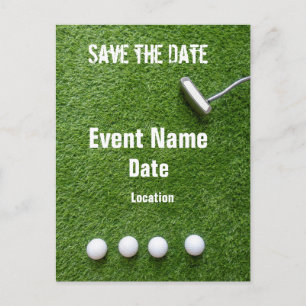 Carte Postale Boule de golf et putter sur vert enregistrer la da