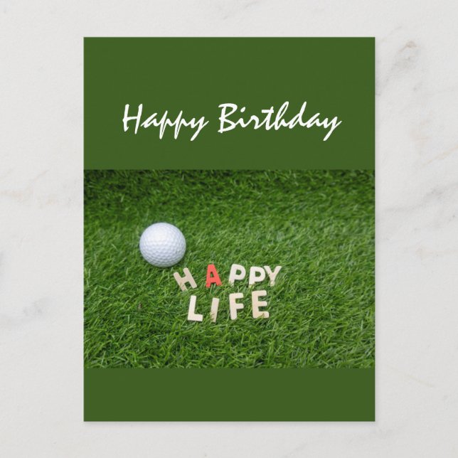 Carte Postale Boule de golf sur l'herbe verte voeux d'anniversai (Devant)