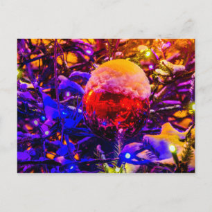 Carte Postale Boule de l'ornement rouge, Casquette de neige