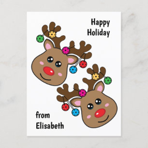 Carte Postale Boule de Noël avec Reindeds, texte personnalisé