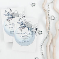Boule de Noël Bleu Hiver | Sauvegarder la Date