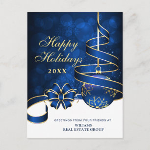 Carte Postale Boule de Noël Golden Sparkle Salutation d'entrepri