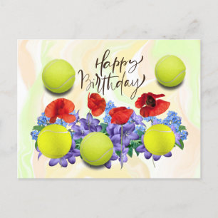 Carte Postale Boule de tennis avec beaucoup de fleur pour la car