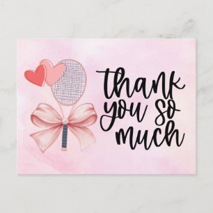 Carte Postale Boule de tennis avec Merci en raquette bleue