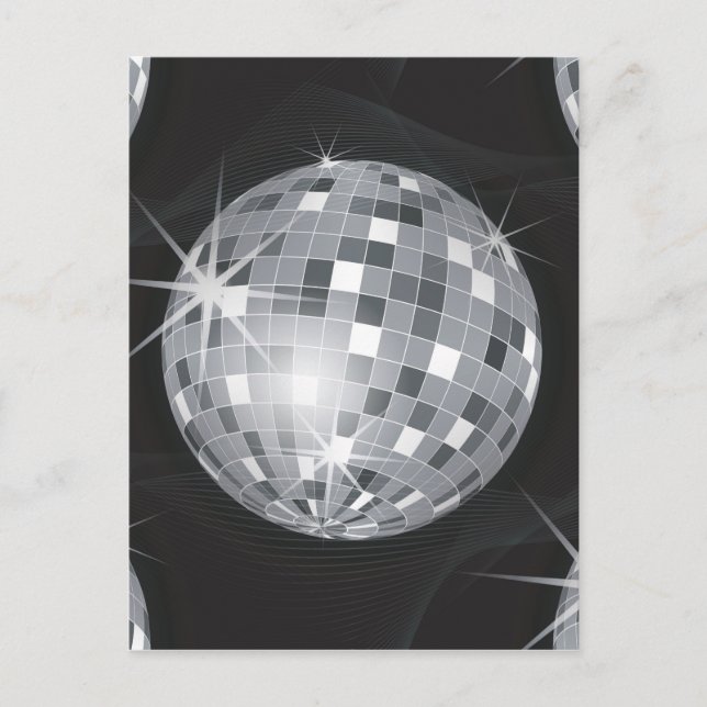 Carte Postale boule disco argent (Devant)