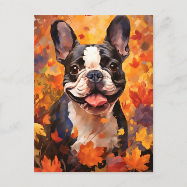 Carte Postale Bouledogue français Action de grâce d'automne  (Devant)