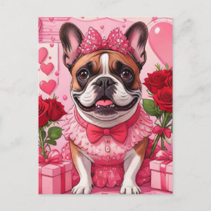 Carte Postale Bouledogue français amoureux French Bulldog