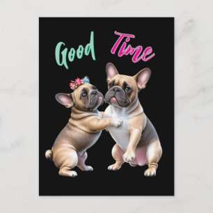 Carte Postale Bouledogue français amoureux Saint-Valentin