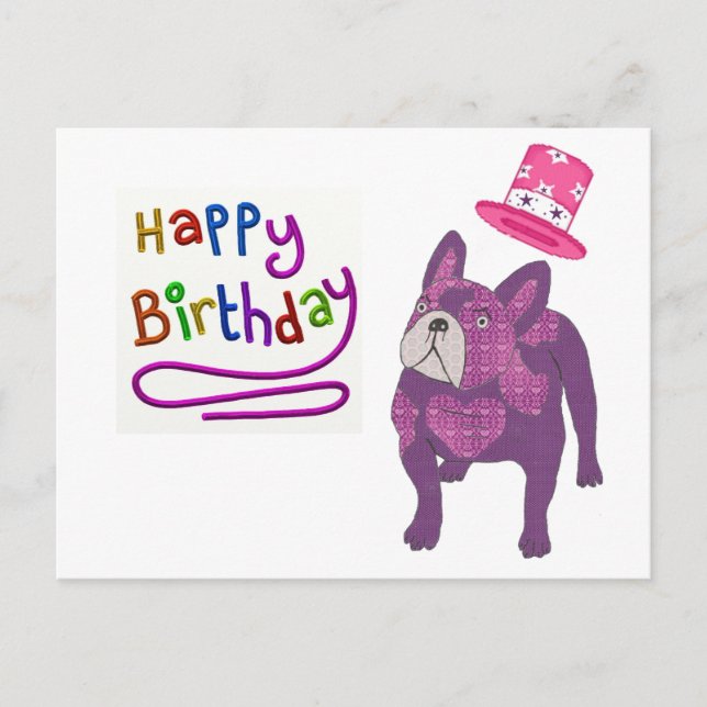 Carte Postale Bouledogue français Anniversaire Bouledogue frança (Devant)