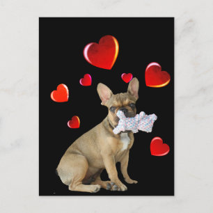 Carte Postale Bouledogue français avec cœur French Bulldog