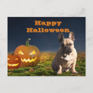 Carte Postale Bouledogue français citrouille Bouledogue Français