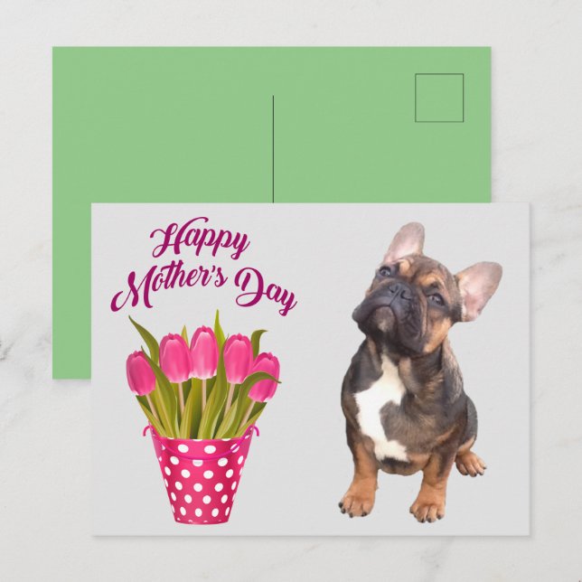 Carte postale Bouledogue français Fête des mères (Devant / Derrière)