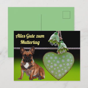 Carte Postale Bouledogue français Fête des Mères French Bulldog