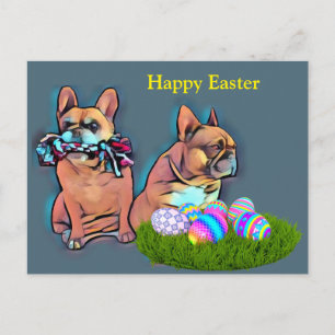 Carte Postale Bouledogue français Joyeuses Pâques Bouledogue Fra
