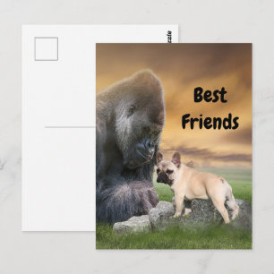 Carte Postale Bouledogue français meilleurs amis