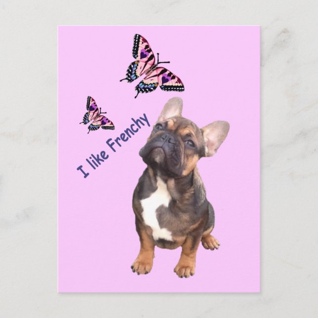 Carte Postale Bouledogue français Papillon  Bulldog (Devant)