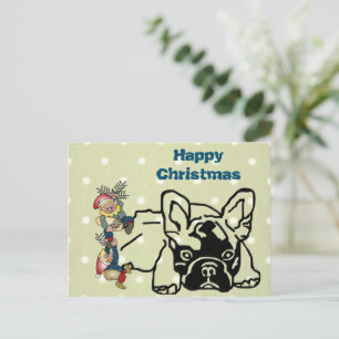 Carte Postale Bouledogues français Noël French Bulldog
