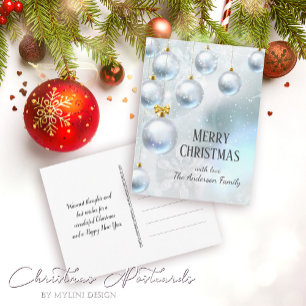 Carte Postale Boules Argentées Noël Hivernal Fête