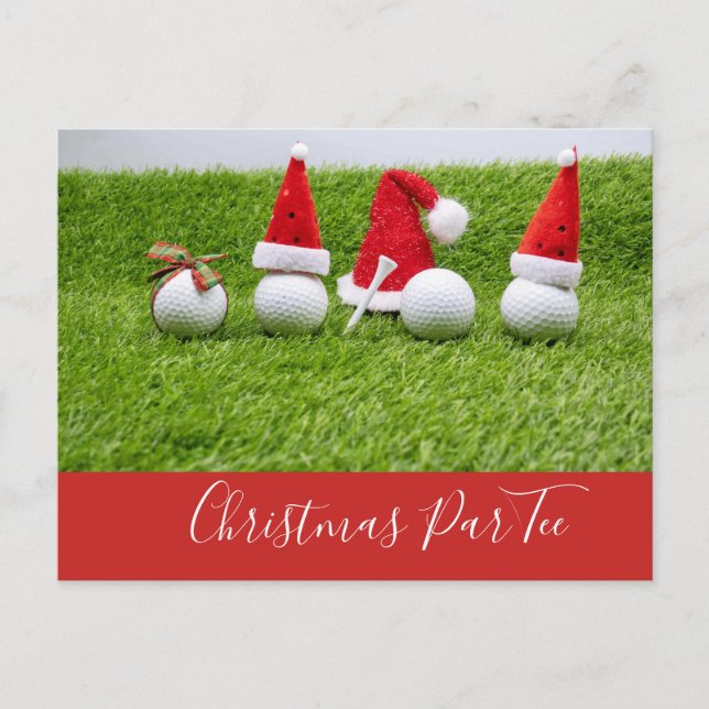 Carte Postale Boules de golf avec chapeaux de Père Noël Invitati (Devant)