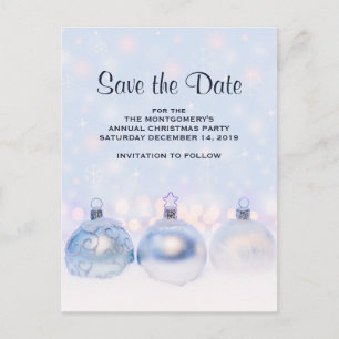 Carte Postale Boules de Noël magiques en métal sauvez la date