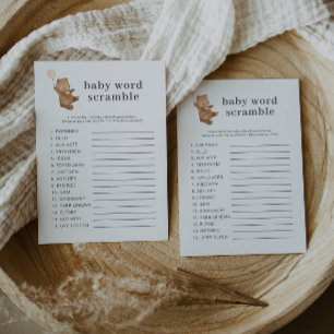 Carte Postale Boulon à crème d'ours - Bébé Word Scramble Jeu