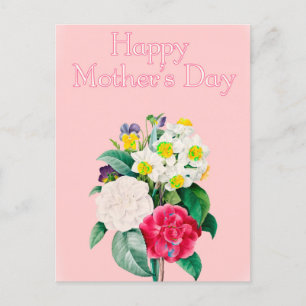 Carte Postale Bouquest vintage rose florale Bonne fête des mères