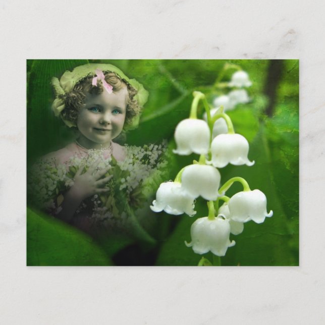 Carte Postale Bouquet blanc doux de fleur de Bell du muguet (Devant)