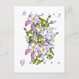 Carte Postale Bouquet coloré d'aquarelle de columbine et vert