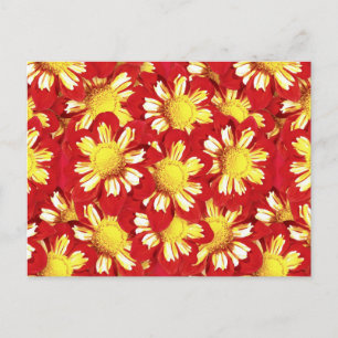 Carte Postale Bouquet Dahlia - rouge et blanc avec jaune