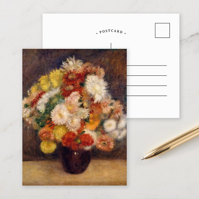 Carte Postale Bouquet de chrysanthèmes | Renoir (Créateur téléchargé)