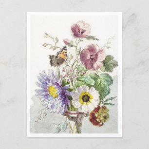 Carte Postale Bouquet de fleurs avec peinture papillon