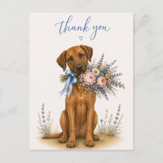 Carte Postale Bouquet de fleurs de Rhodesian Ridgeback Merci