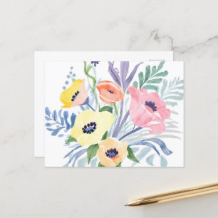 Carte Postale Bouquet de fleurs printanières   Aquarelle florale