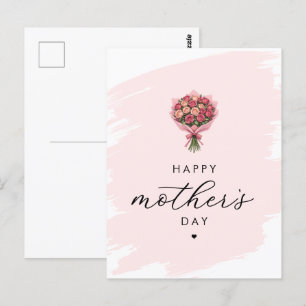 Carte Postale Bouquet de fleurs roses Bonne fête des mères Éléga