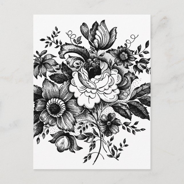 Carte Postale Bouquet de fleurs Silhouette (Devant)