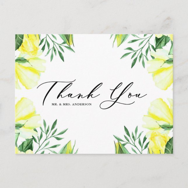 Carte Postale Bouquet de Merci de Mariage de roses et pivoines j (Devant)