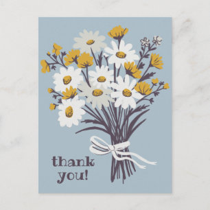 Carte Postale Bouquet de pâquerettes joli CUSTOM Remerciements