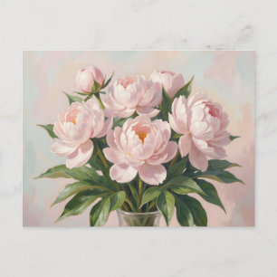 Carte Postale Bouquet de pivoines rose blush Floral romantique 