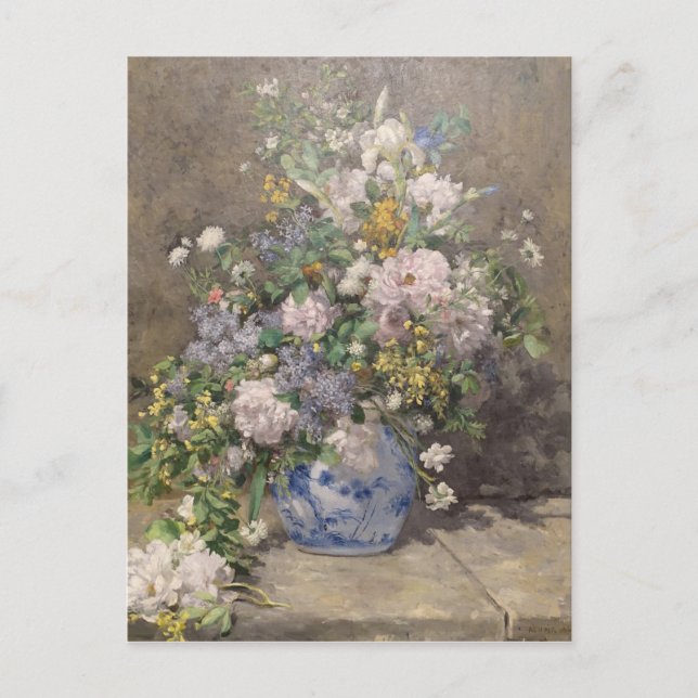 Carte Postale Bouquet de printemps vintage Pierre Auguste Renoir (Devant)