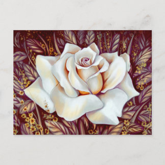 Carte Postale Bouquet de rose blanc peinture réaliste