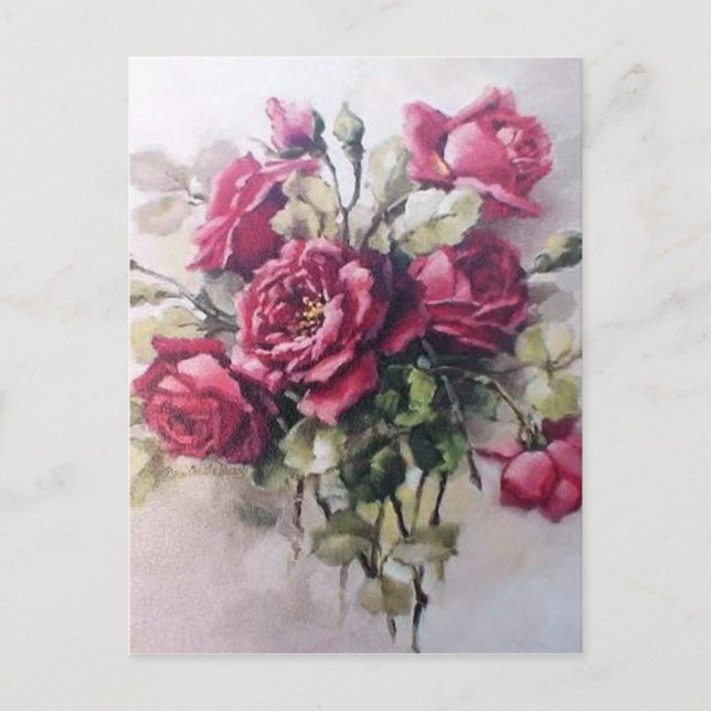 Carte Postale Bouquet de rose vintage (Devant)