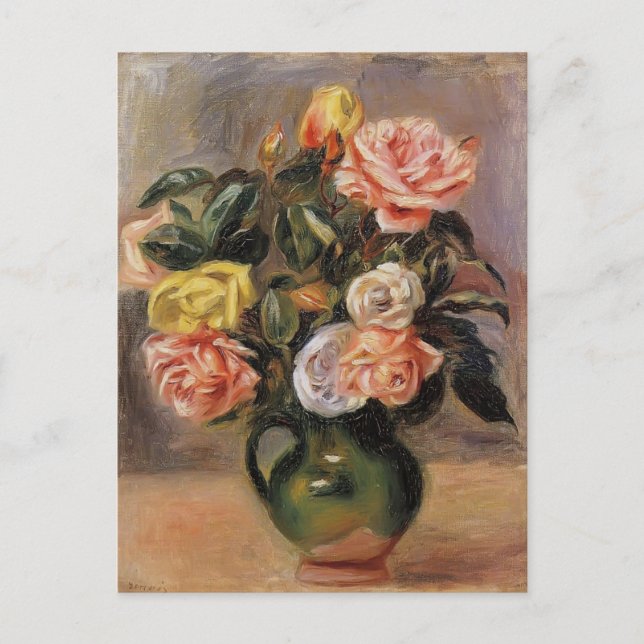 Carte Postale Bouquet de Roses par Pierre-Auguste Renoir (Devant)