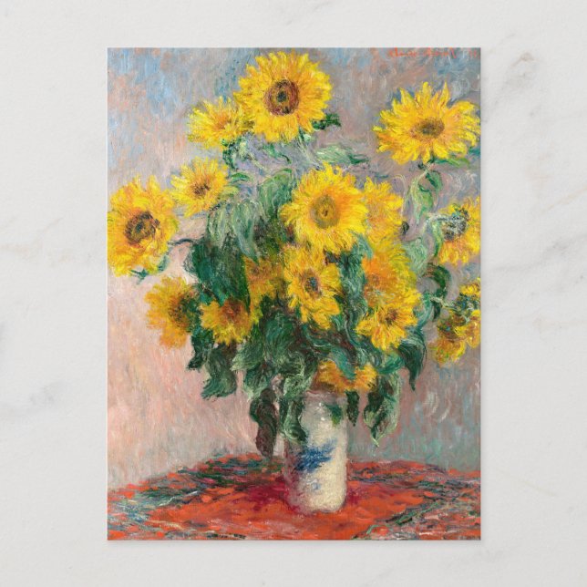 Carte Postale Bouquet de tournesols par Monet Art impressionnist (Devant)