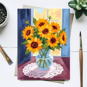 Carte Postale Bouquet de tournesols Peinture florale aquarelle
