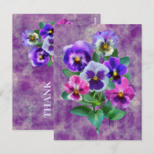 Carte Postale Bouquet de Violets Pansy Fleurs MERCI