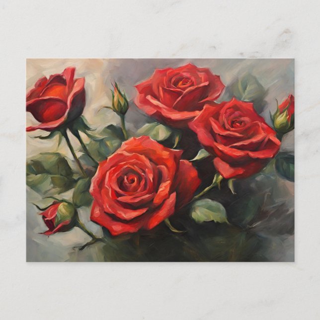 Carte Postale Bouquet des Roses Rouges (Devant)